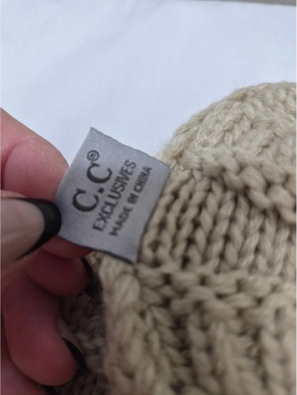 CC Brand Beige Knit Beanie Hat 100% Acrylic Winter Cap B474